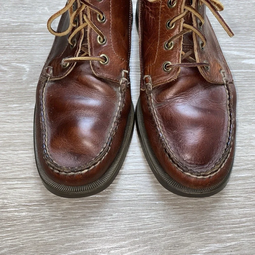 Vintage Sebago Dock Side Leather Moccasin Boots Men's 11 M Brown USA Heritage